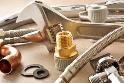 A-set-of-plumbing-equipment-with-a-tap-cartridge-in-the-middle