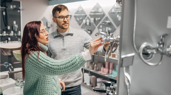 couple-taking-a-look-at-electric-shower-prices