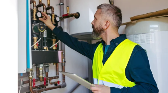 plumbing-engineer-is-checking-the-valve-system-in-hydronic-system-London