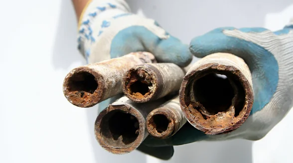 group-of-old-clogged-pipes