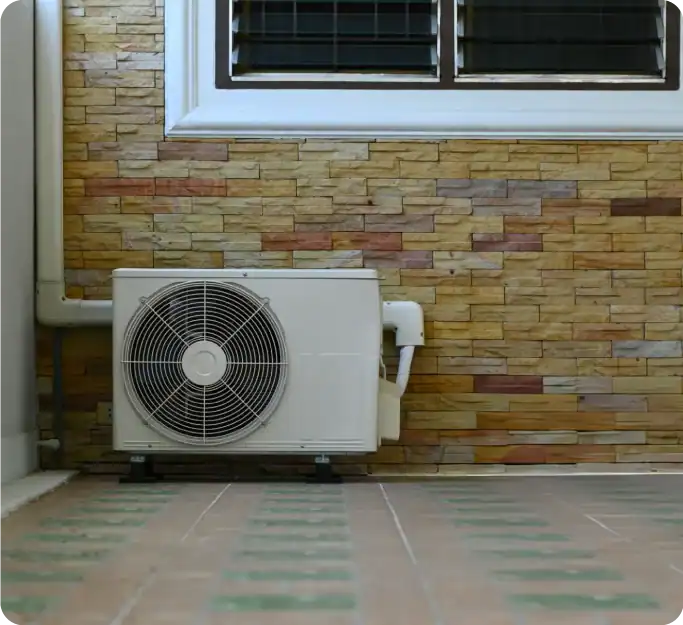 heat pump unit is outside for the air source heat pump service in London property heat pump unit is outside for the air source heat pump service in London property