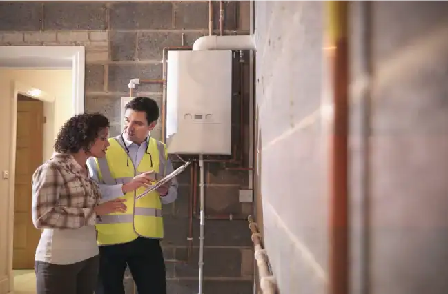 A gas engineer explaining the cost to replace a baxi boiler
